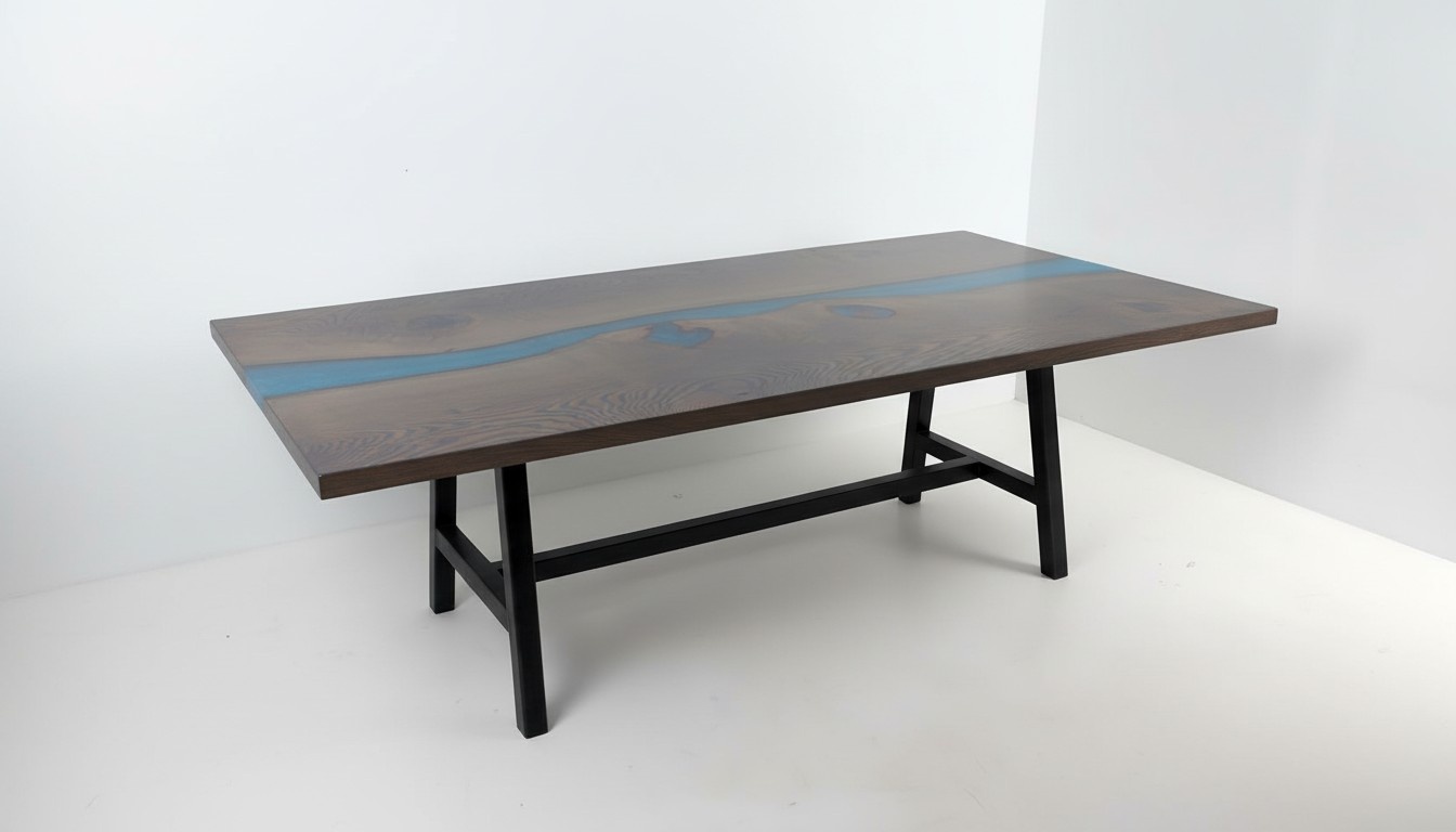Epoxy Resin Dining Table River Table Real Wood Solid Tables 220x100 River Table New