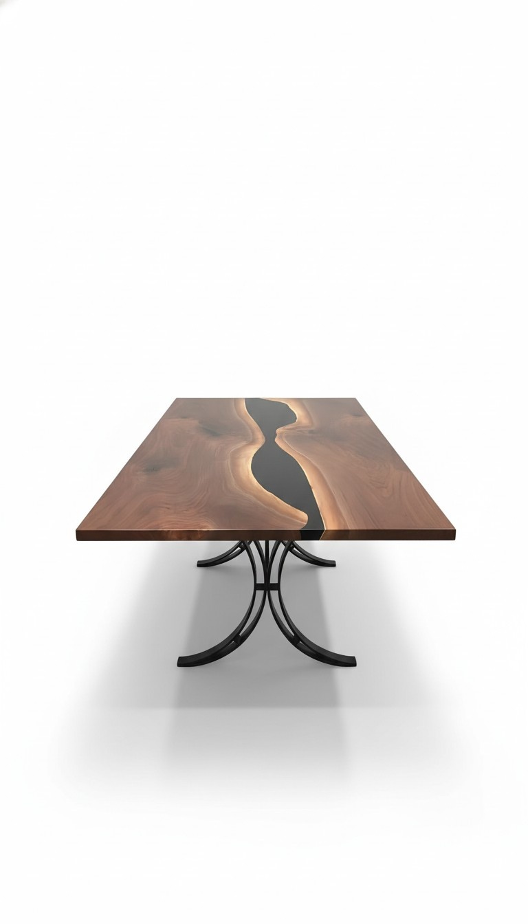 Epoxy Resin Dining Table River Table Real Wood Solid Tables 240x100 River Table New