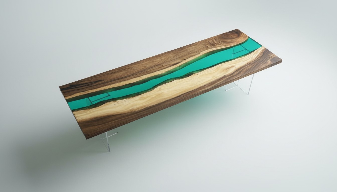 Epoxy Resin Dining Table River Table Real Wood Solid Tables 220x90 River Table New