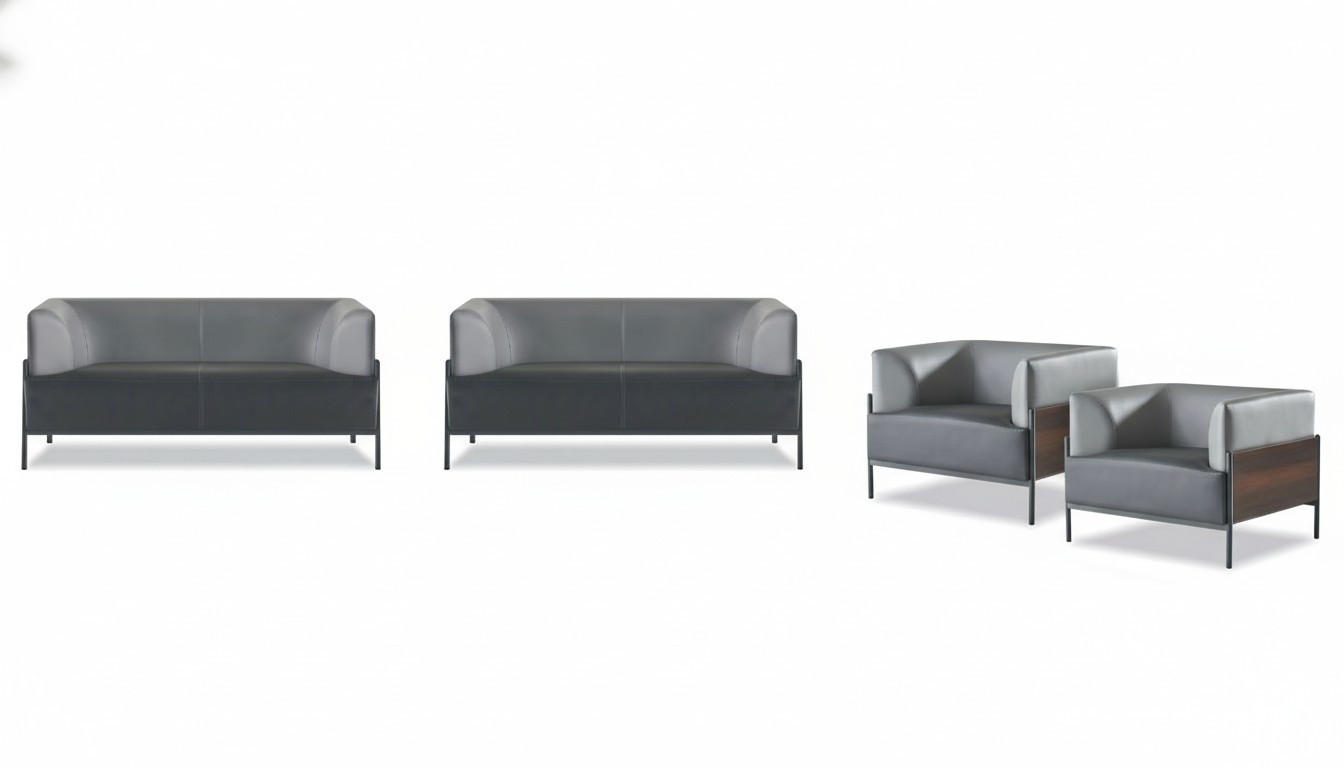 Ergonomic complete sofa set 4-piece black designer upholstery modern style