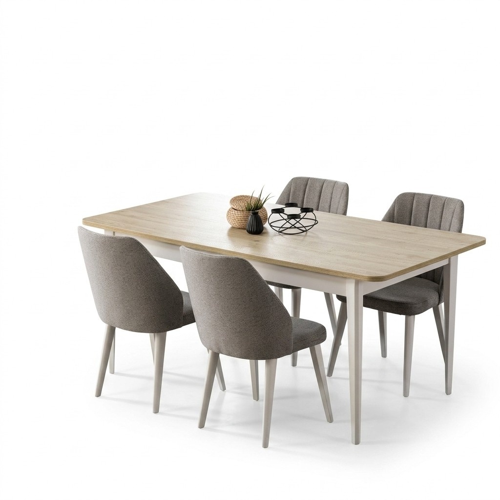 Dining set Dining room Dining table set 7 pcs Dining room White wood