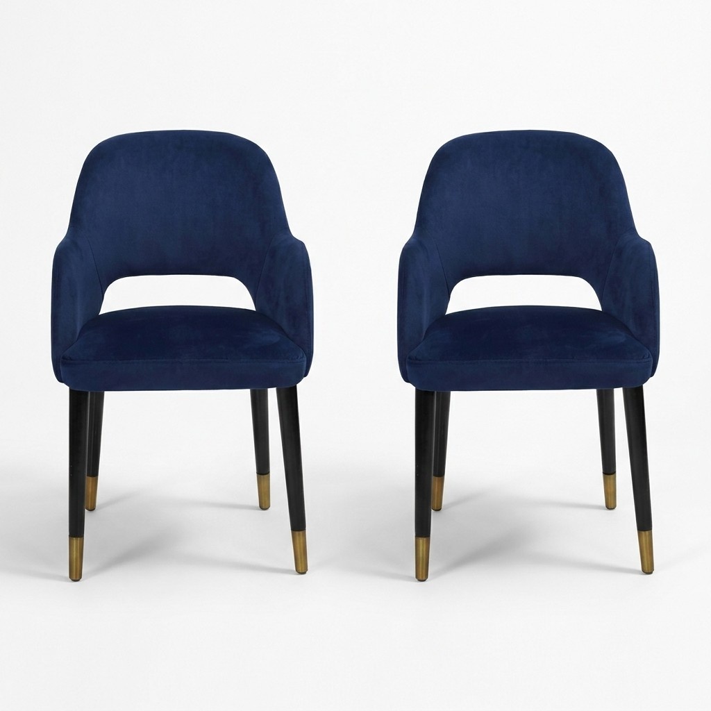 Exclusive 2x Blue Modern Chairs Kitchen Furniture Designer Wooden Frame Furniture