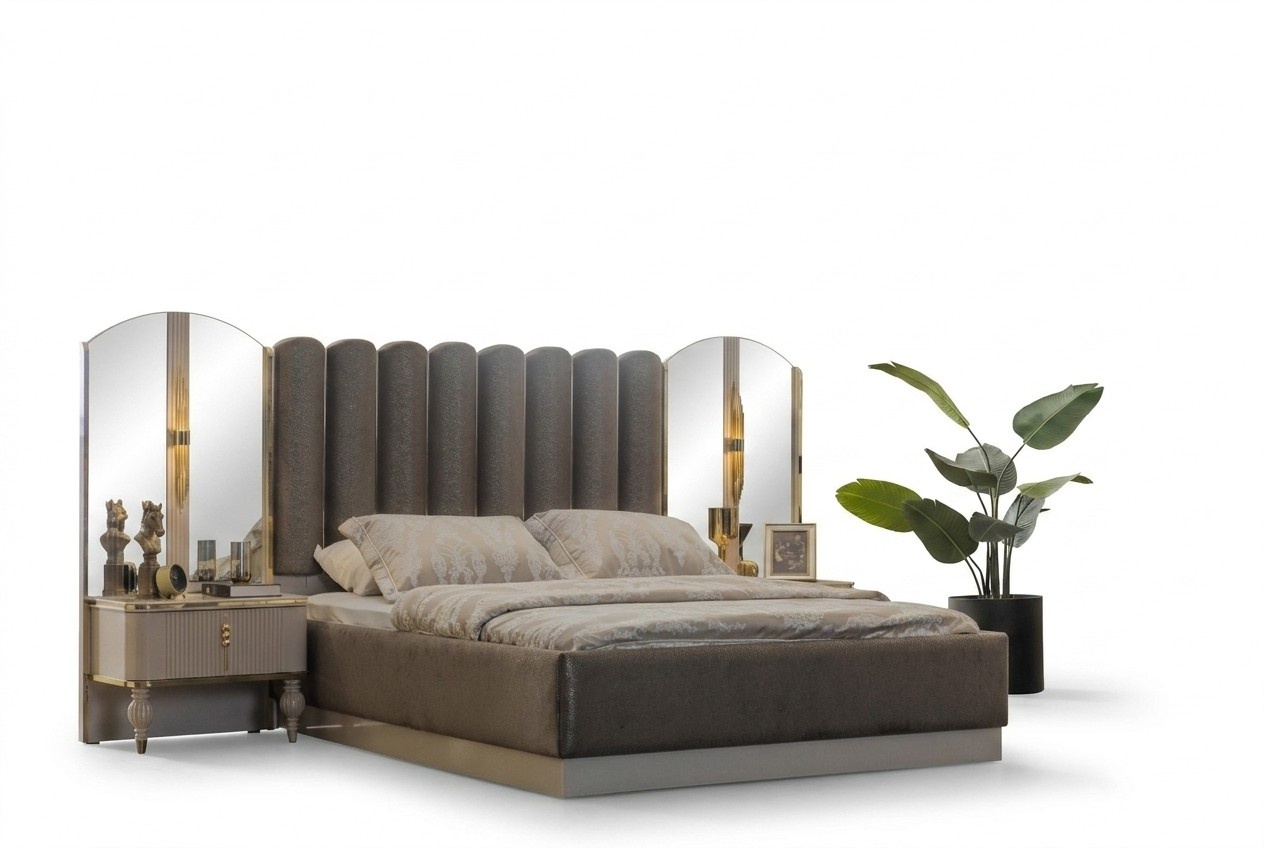 Exclusive bedroom furniture Designer double bed Modern bedside tables