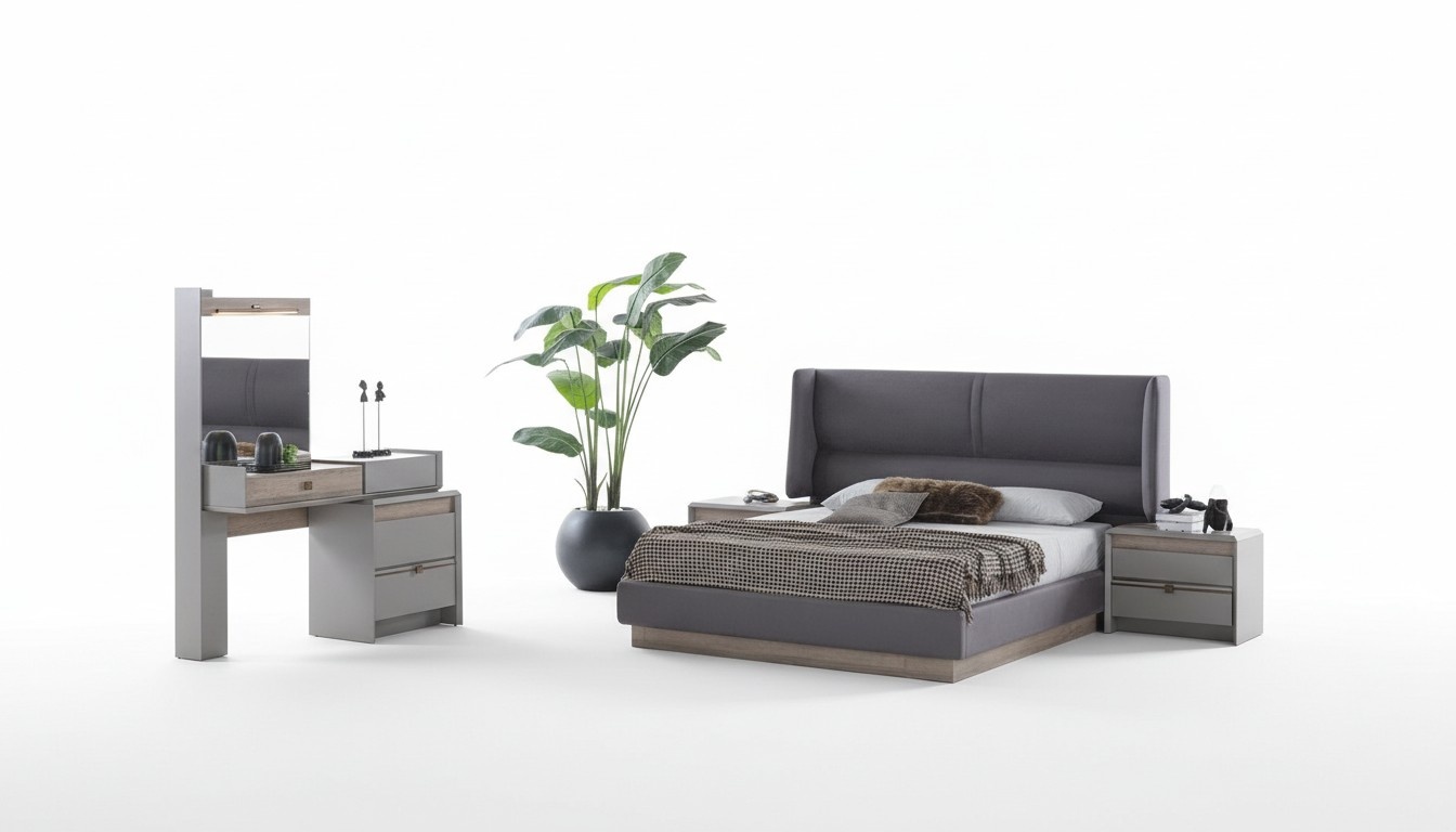 Exclusive bedroom set style bed + dressing table and 2x bedside tables 4 pcs.