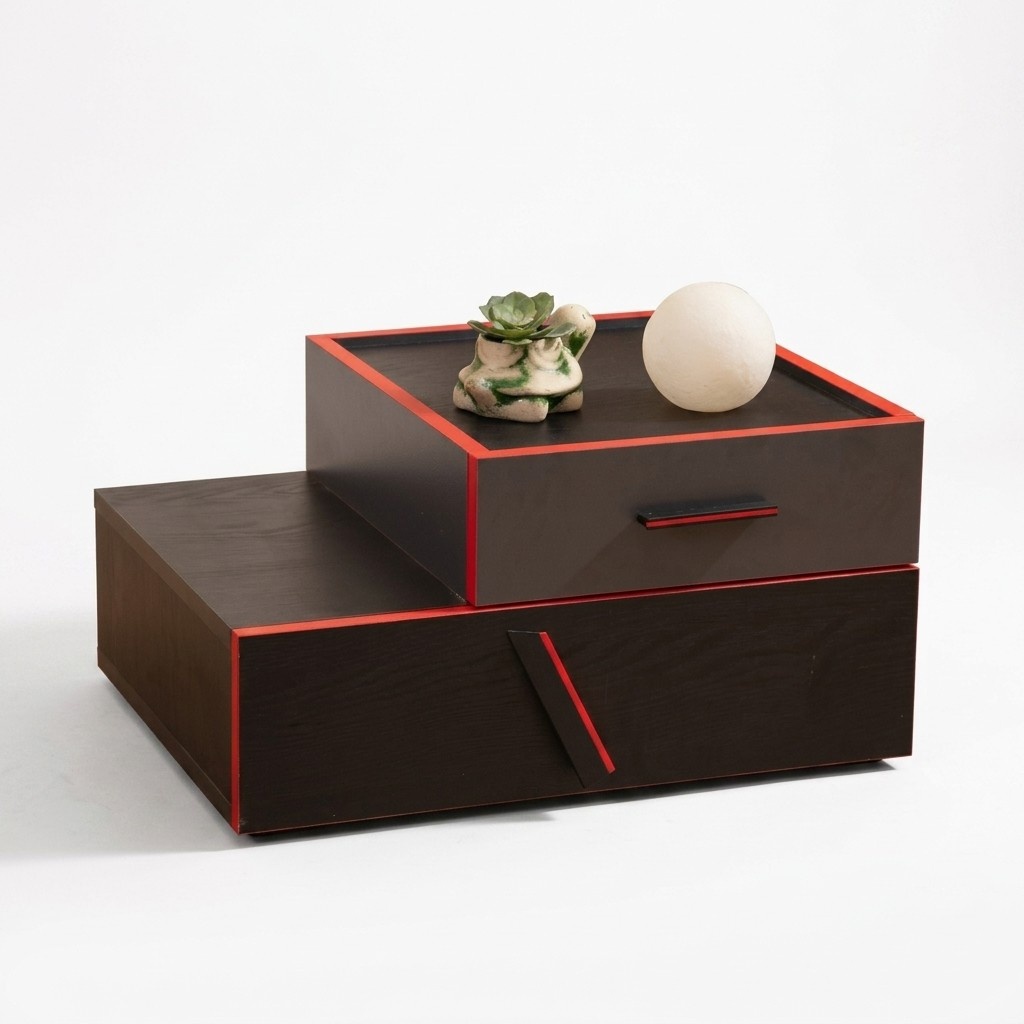 Exclusive black-red designer nightstand children\'s room wooden furniture