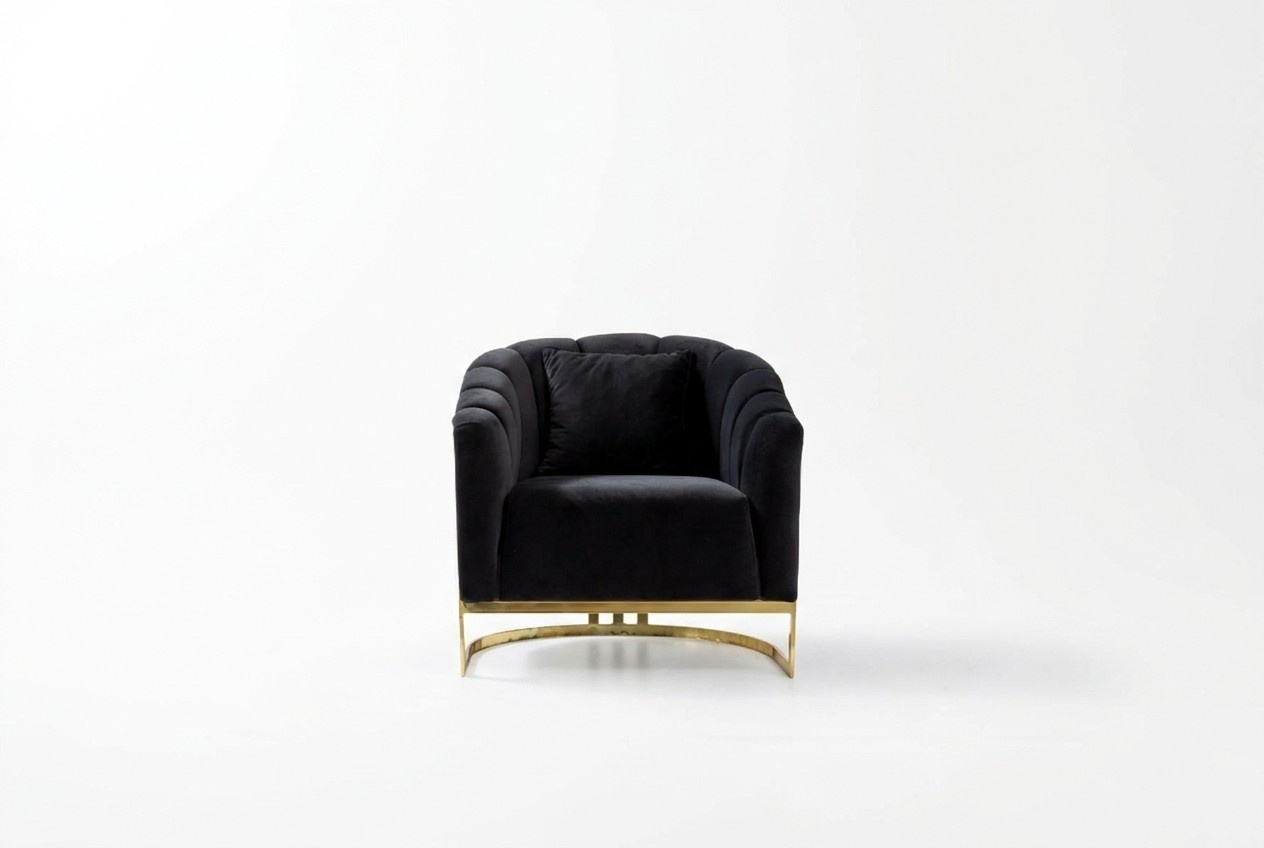 Exclusive Armchair Luxury Black Elements Stainless Steel Lounge Club Furniture