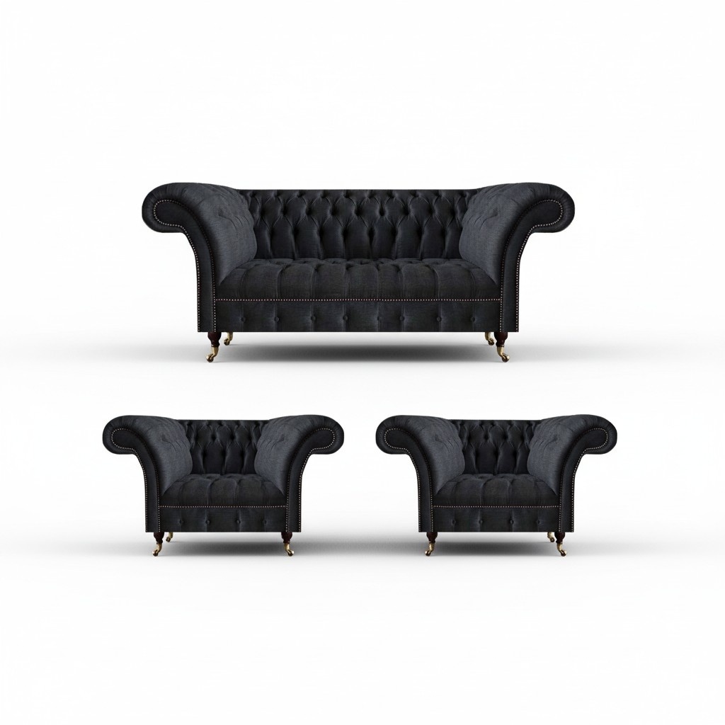 Exclusive Chesterfield Set Modern Sofa Set Designer 3-Seater Armchair