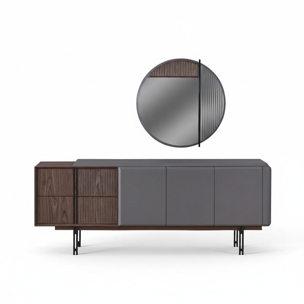 Exclusive Dining Room Set Consists of 2-piece Sideboard and Mirror Novelty