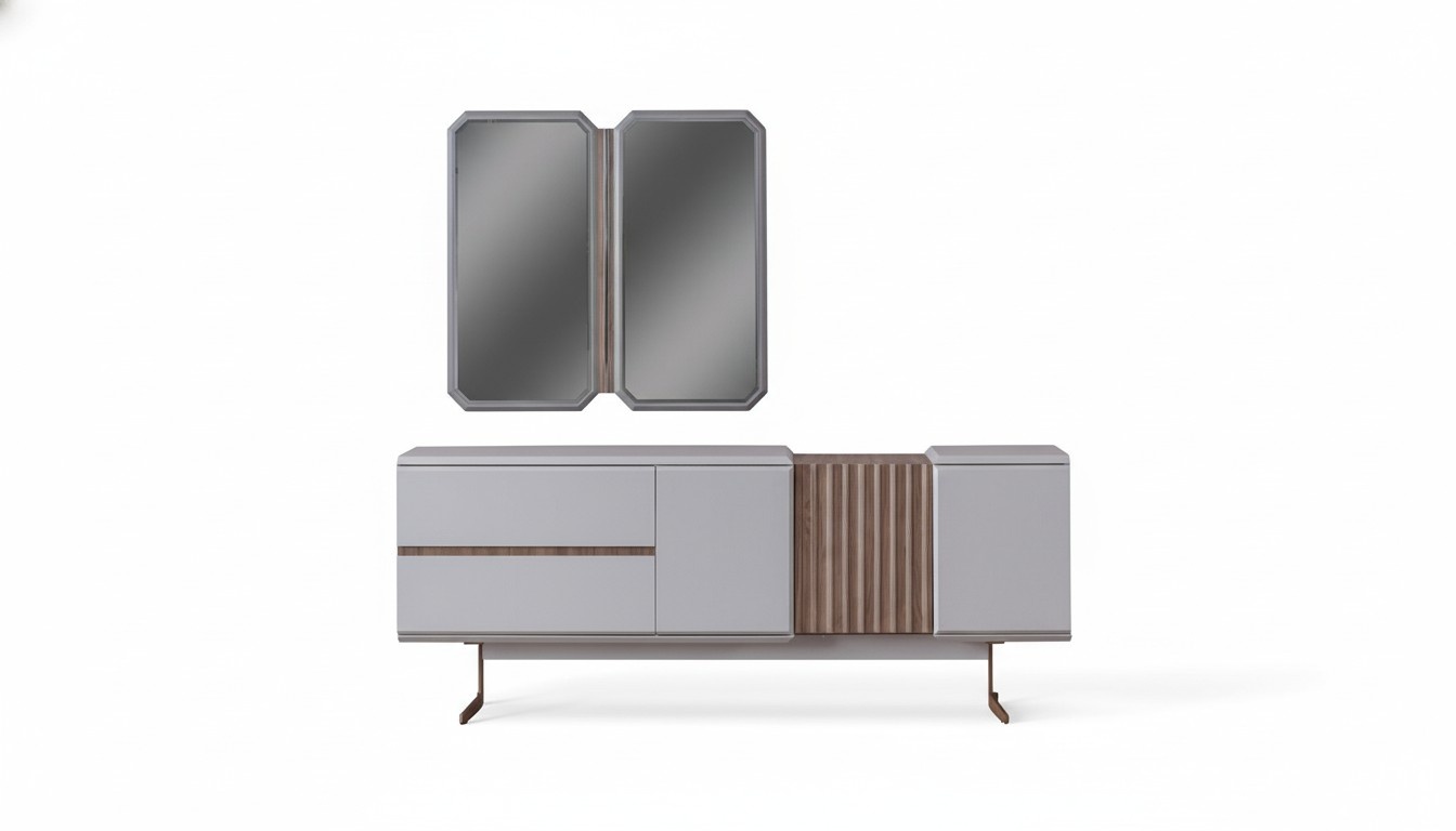 Exclusive dining room sideboard 2x mirror style chest of drawers 210cm wood 3pcs