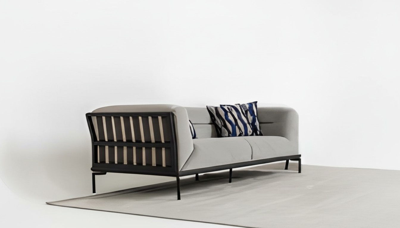 Exclusive gray 3-seater living room upholstery seating furniture designer furniture