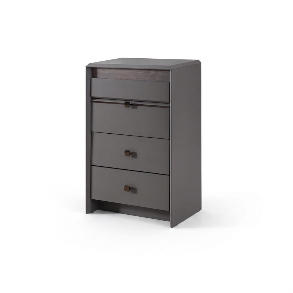 Exclusive Gray Chest of Drawers Luxurious 4x Drawers Bedroom Wooden Furniture