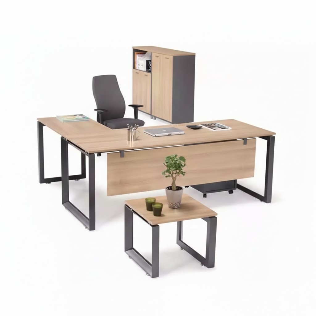 Exclusive office furniture corner desk dresser coffee table 2x file cabinets