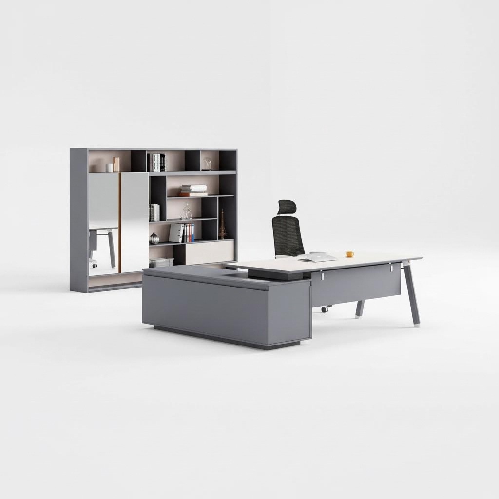 Exclusive office furniture designer desk wood office cabinet 2-piece