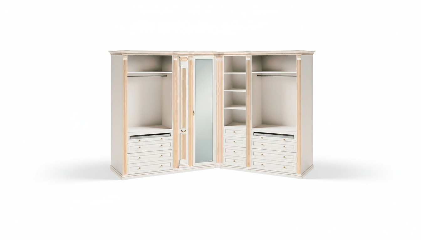 Exclusive White Corner Cabinet Designer Bedroom Furniture Luxury Solid Wood