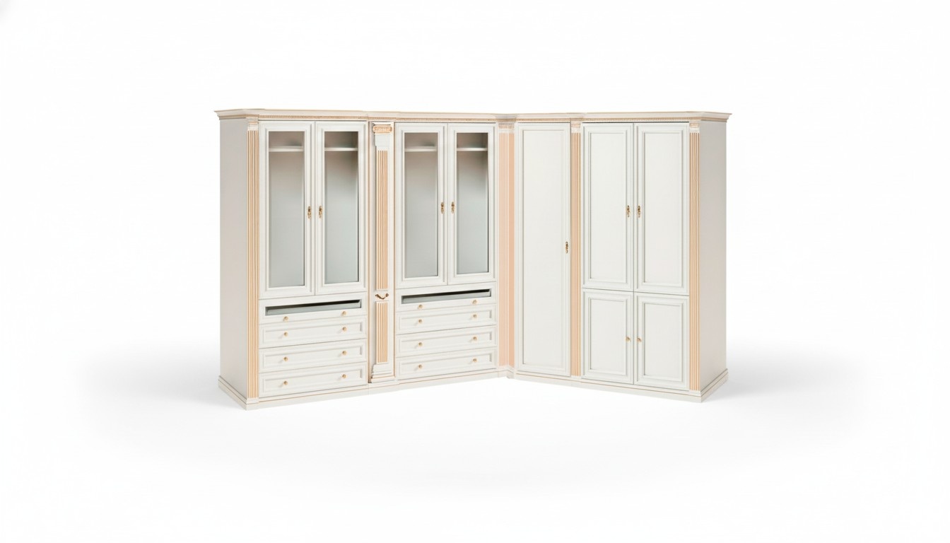 Exclusive White Wardrobe Solid Wood Cabinets Robust Storage Furniture