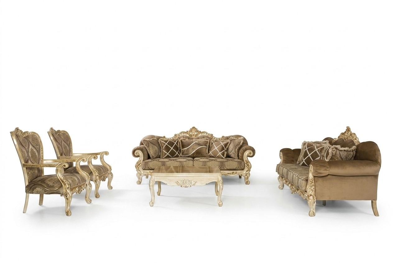 Exclusive sofa set brown couch baroque rococo table 5-piece sofa
