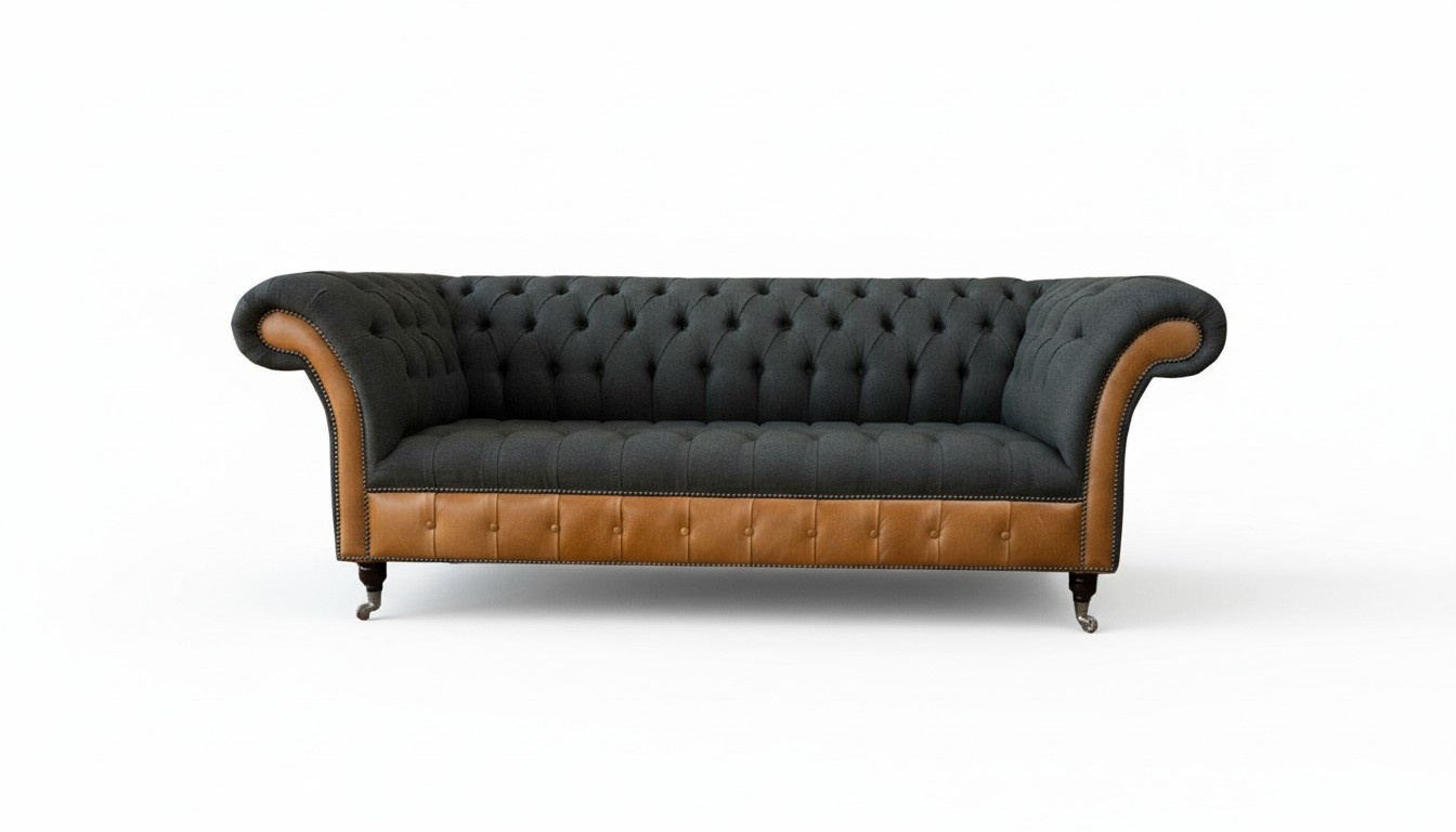 Fabric Couch Living Landscape 3 Seater Design Sofa Sofas Couches Grey Chesterfield