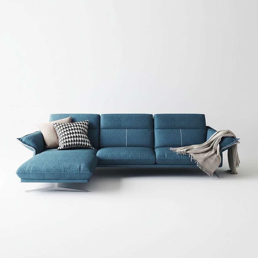 Fabric L-shaped couch living area corner sofa set modern design blue sofa