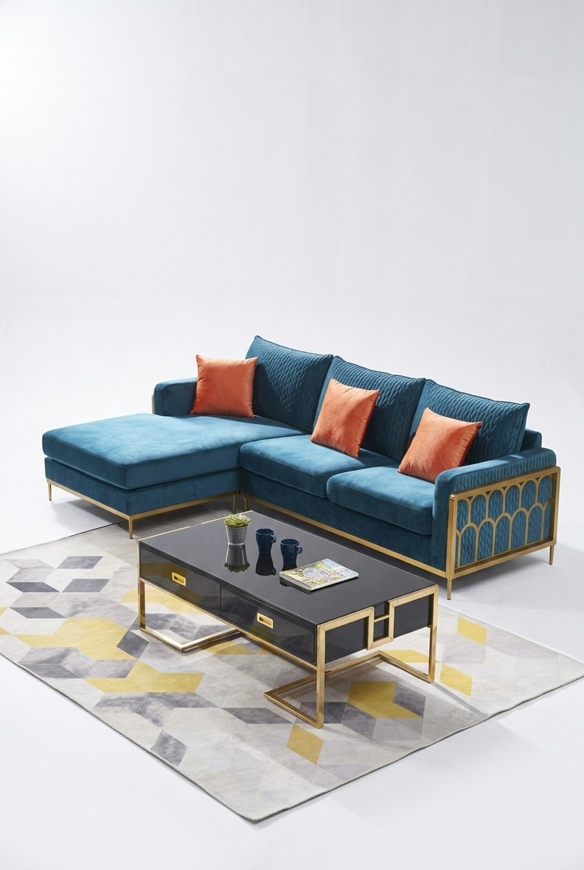 Fabric modern couch living area textile sofa sofa set sofa L-shape coffee table !