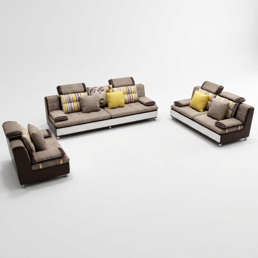 Fabric Textile Sofa Couch Living Sofa Set 3+2+1 Set Design Sofas New