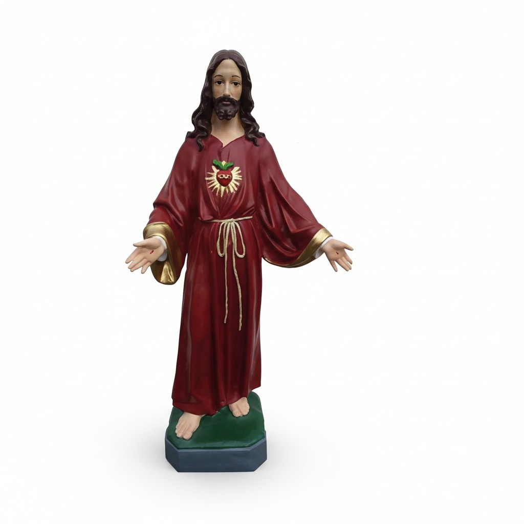 Holy decorative standing sculpture designed as Jesus in red dress 77cm