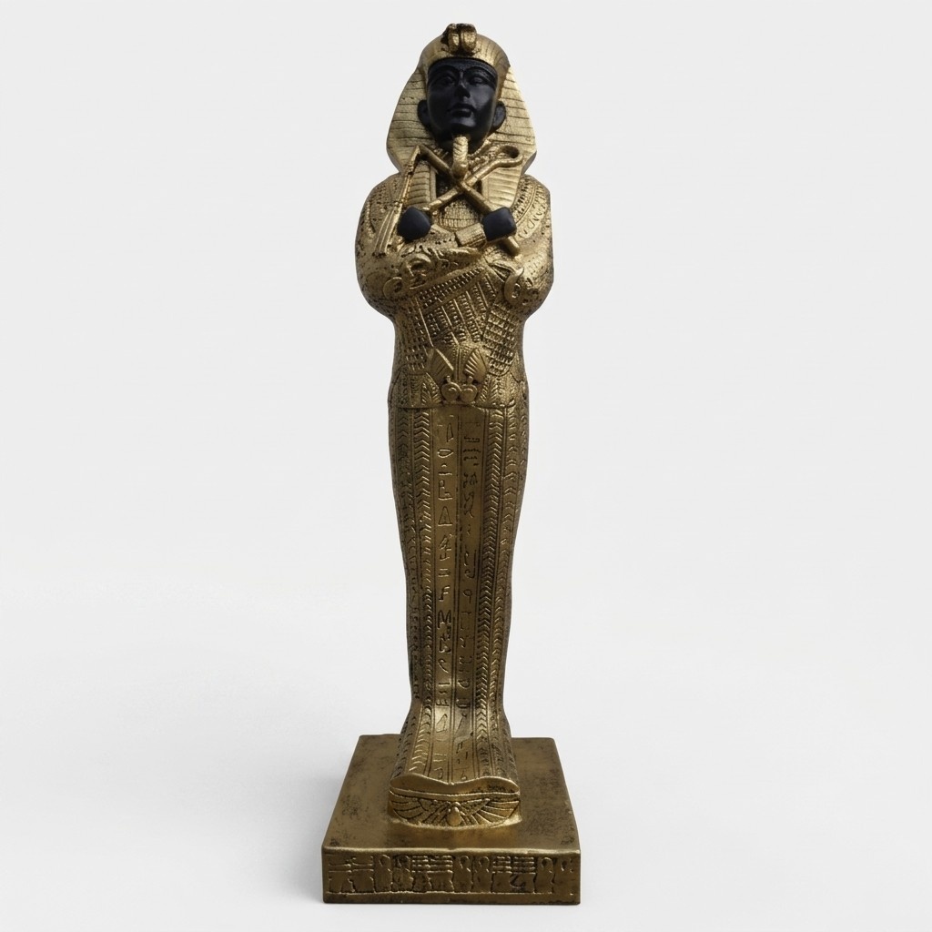 Ancient egyptian decorative sculpture designed as a golden pharaoh sarcophagus 25cm