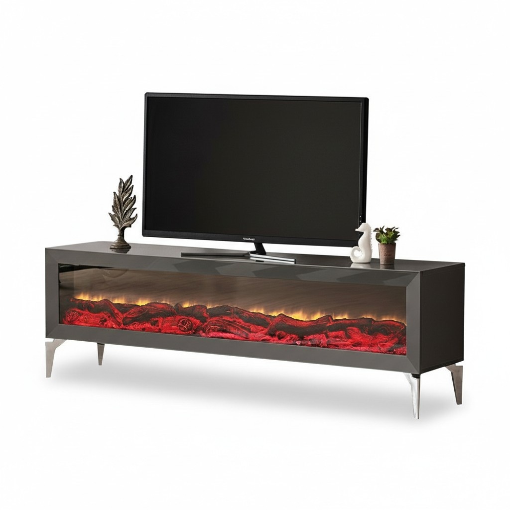 Fireplace electric fireplace media TV stand television 154x41 sideboard lowboard