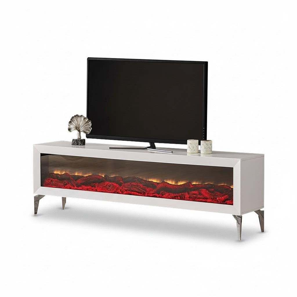 Electric fireplace media TV lowboard TV stand television 154x41 sideboard