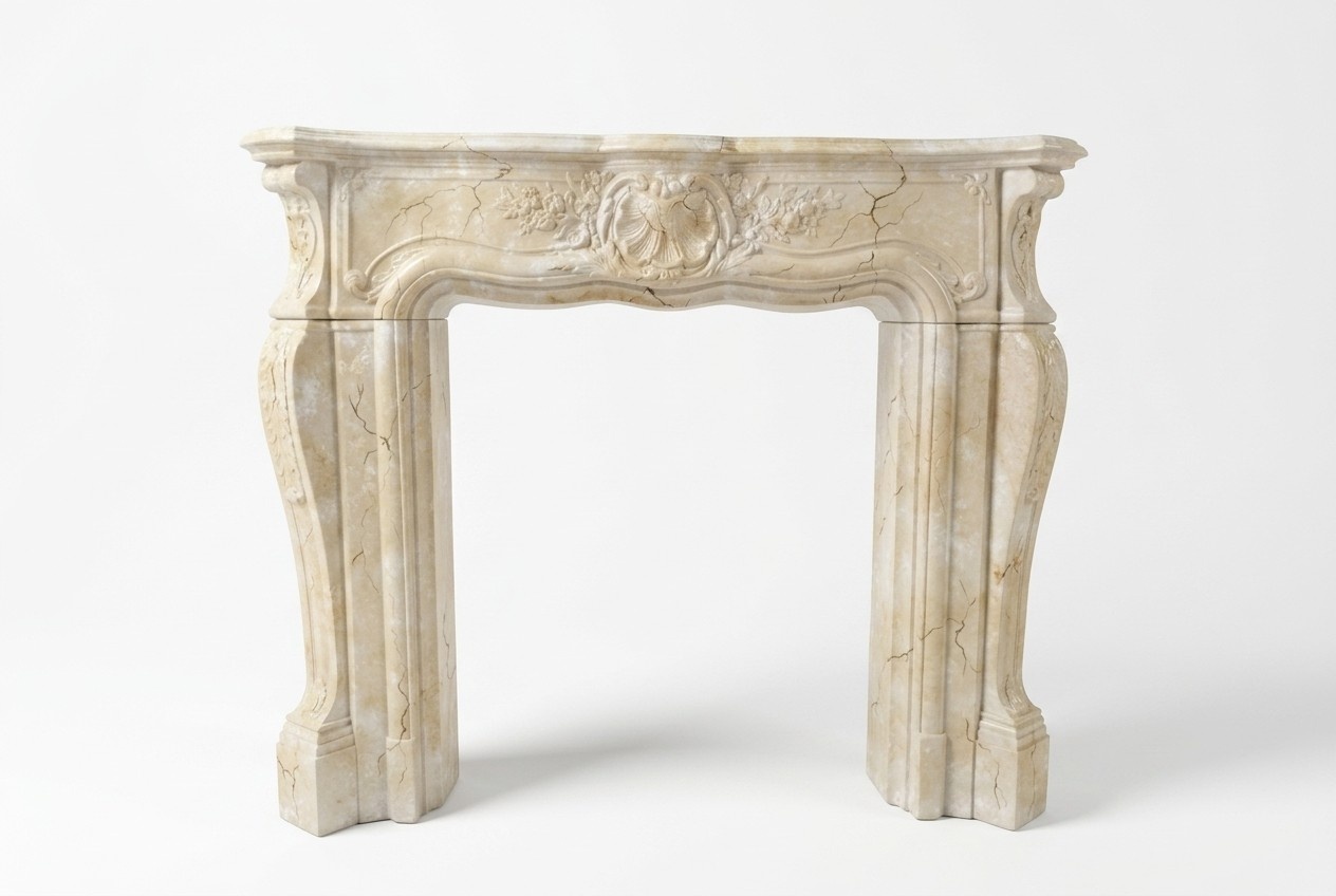 Fireplace Stove Cowling Border Marble Style Decoration Baroque Classic Fireplaces