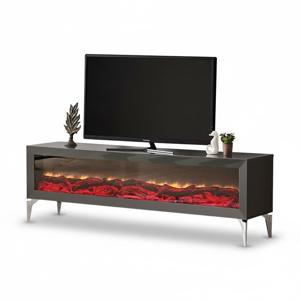 Fireplace table sideboard TV stand living room RTV lowboard gray wood
