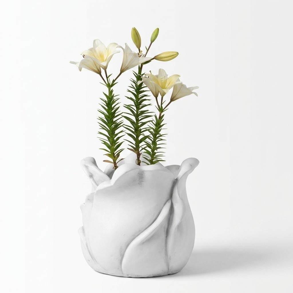 Flower Basket Flowers Vase Vessel Garden Terrace Decoration Statue Figures S104066