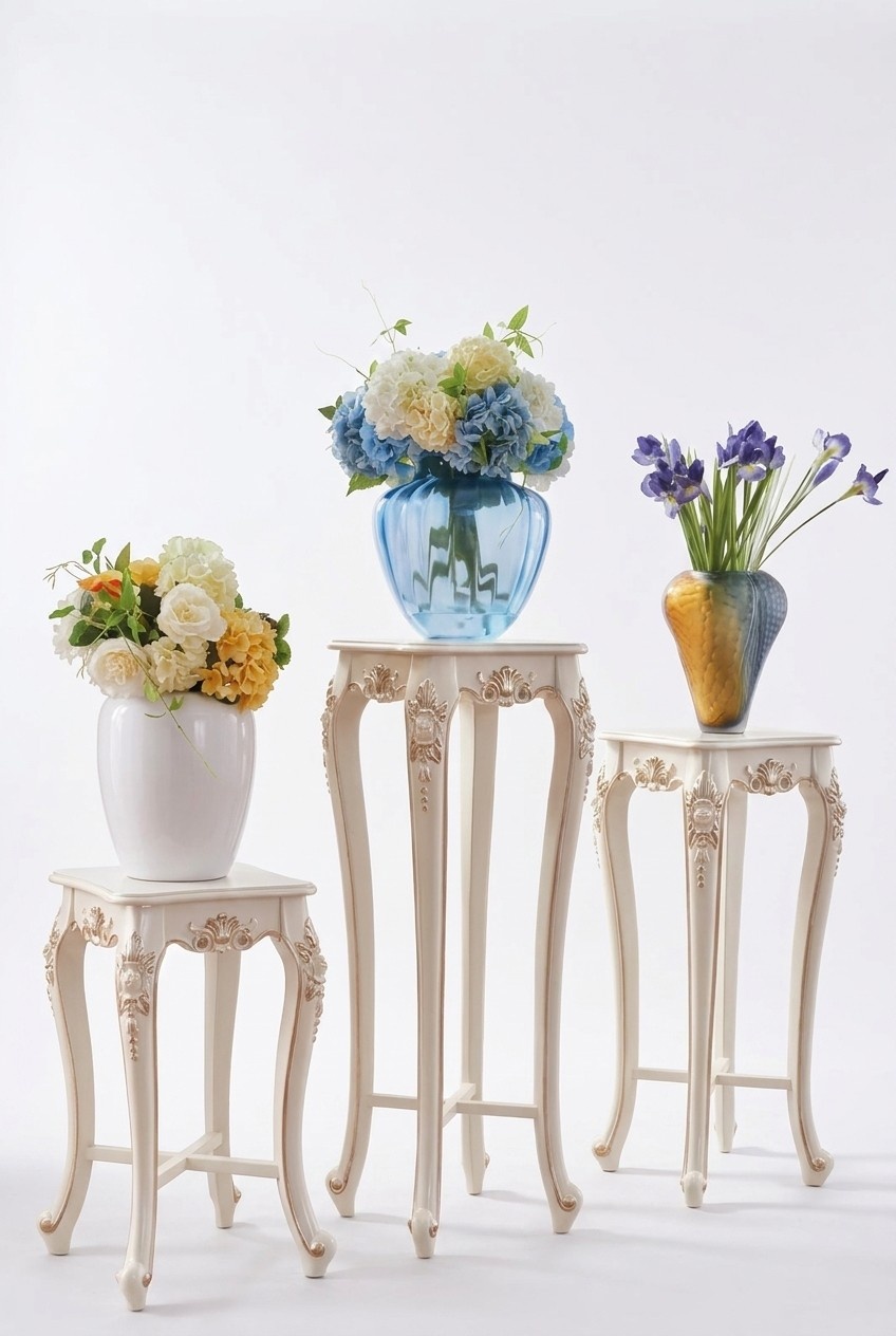 Flower stand classic style living room luxury stand storage column 3 pieces