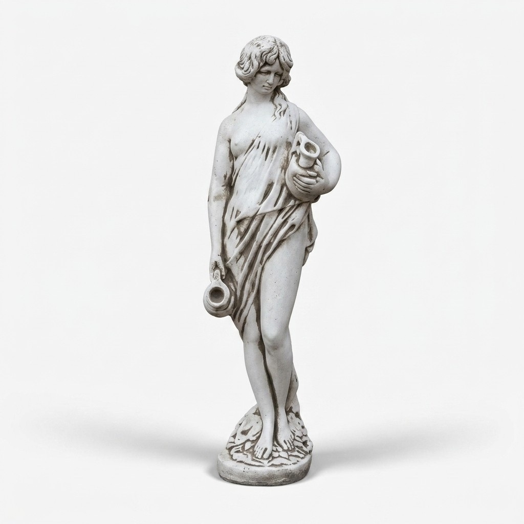 Decorative garden pond fountain of a woman with vases made of weather-resistant cement 62cm height 406