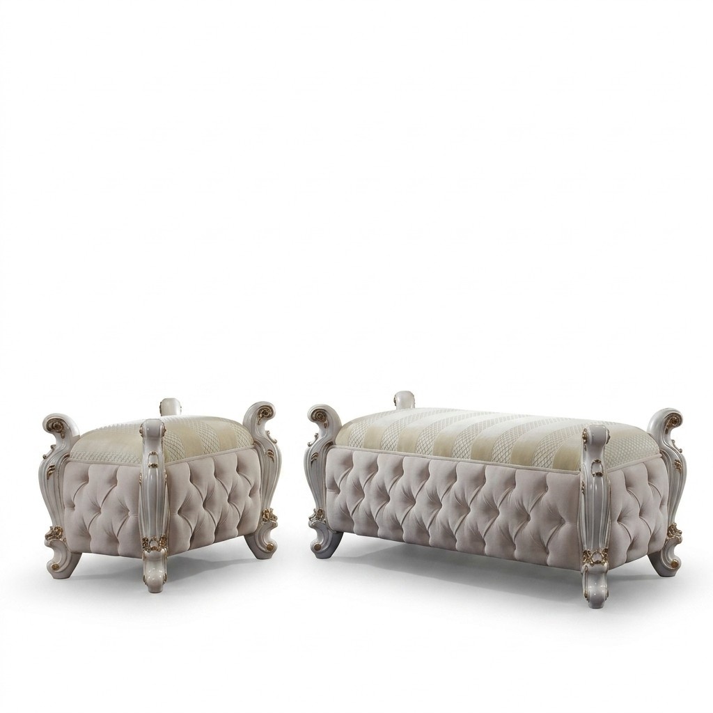 Footstool Club Lounge Stool Leather Textile Ottoman Designer Pouf Ottoman New