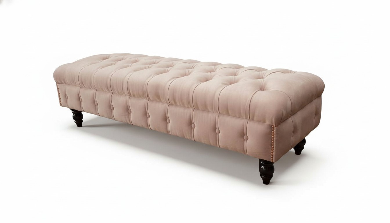 Footstool stool upholstered stool seat ottoman Chesterfield 120x70cm