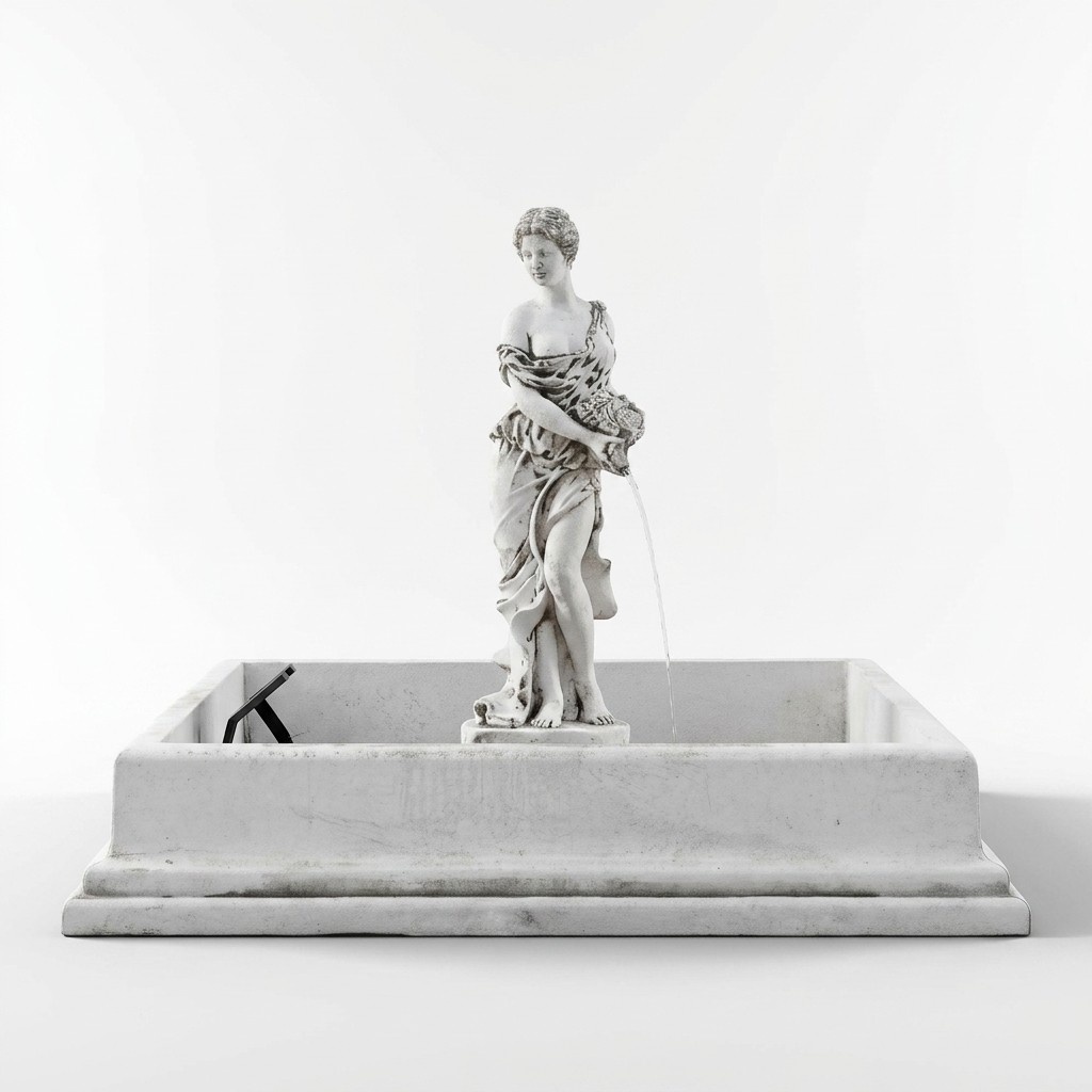 Decorative garden fountain bath pond with a woman figure statue made of weather-resistant cement 138cm height 08
