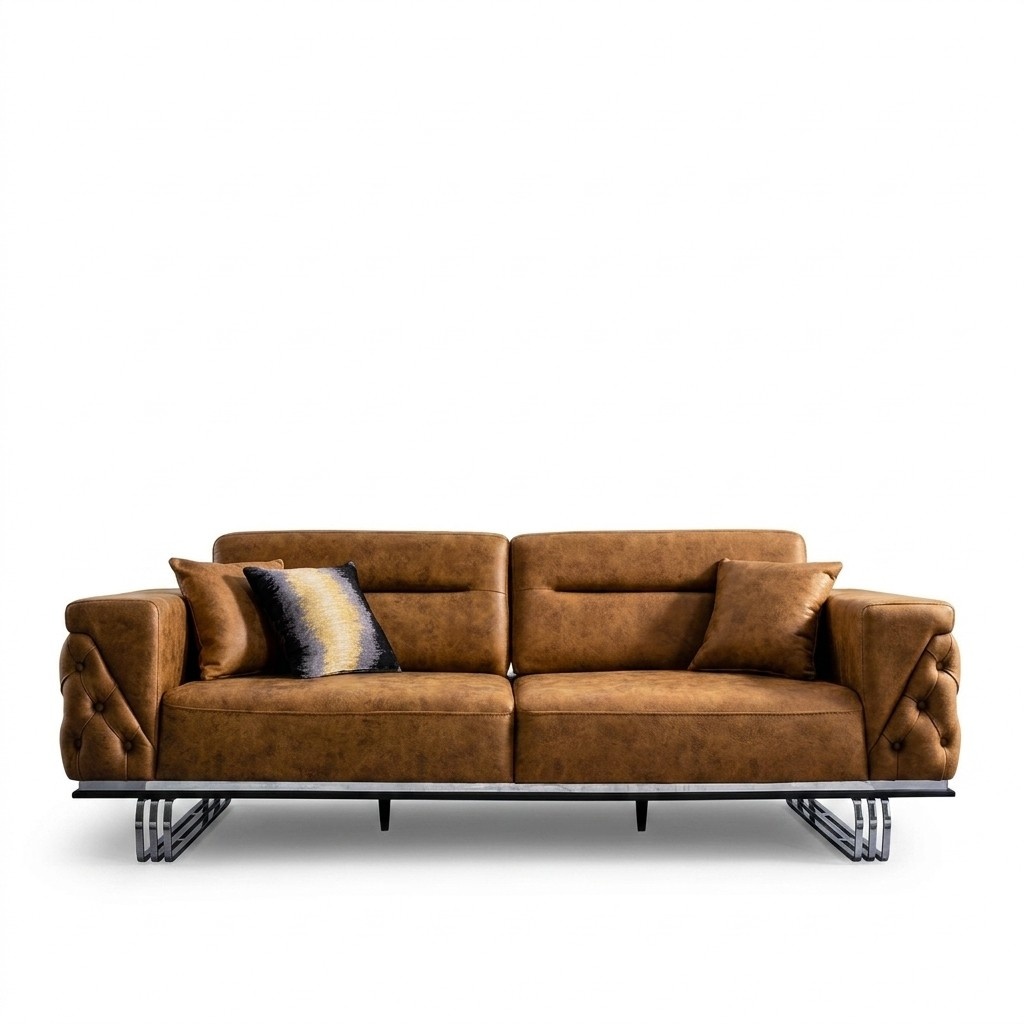 Four seater sofa 4 seater sofas faux leather brown living room luxury