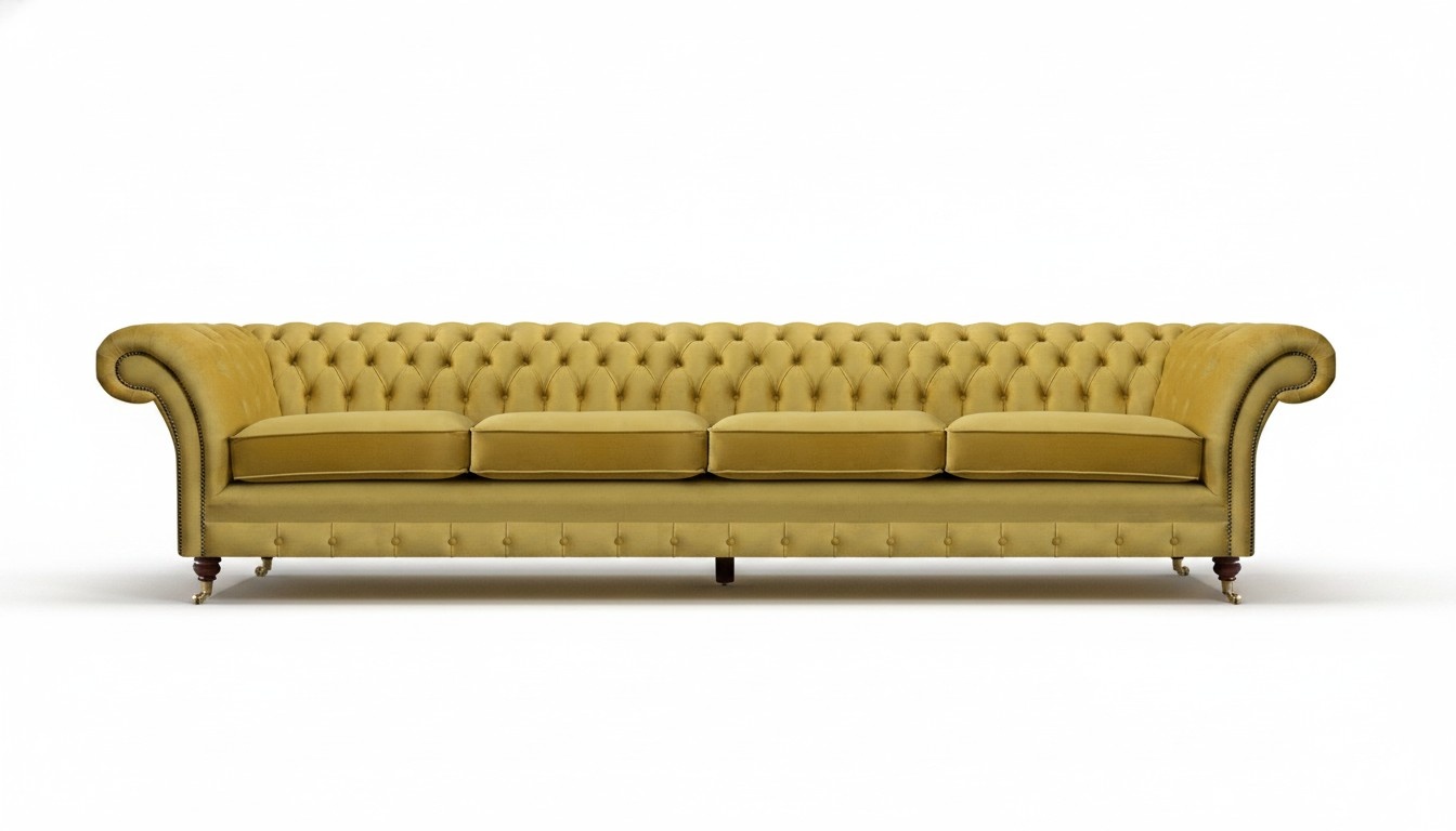 Four seater sofa couch yellow furniture living room upholstered furniture chesterfield new