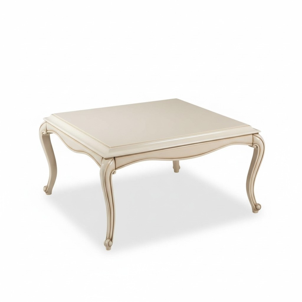 French Coffee Table Baroque Rococo Furniture White Silver Furnishing Wood