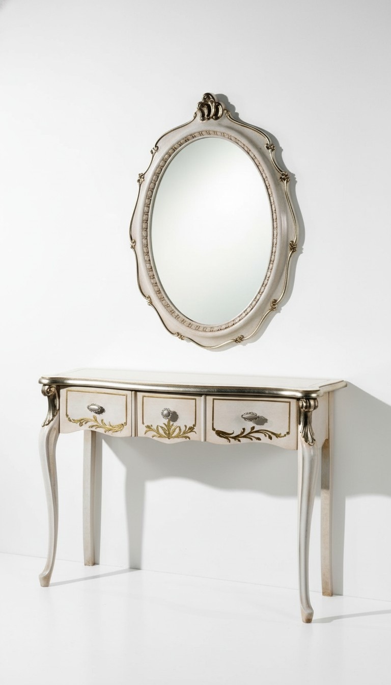 Furniture Baroque Luxury Console Table Wall Table White Classic Wood 106 cm