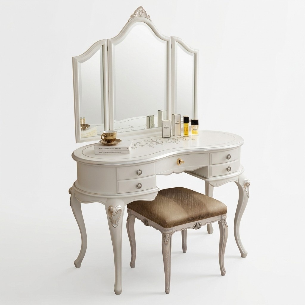 Furniture baroque wood tables console table mirror Italian make-up table 2 pcs.