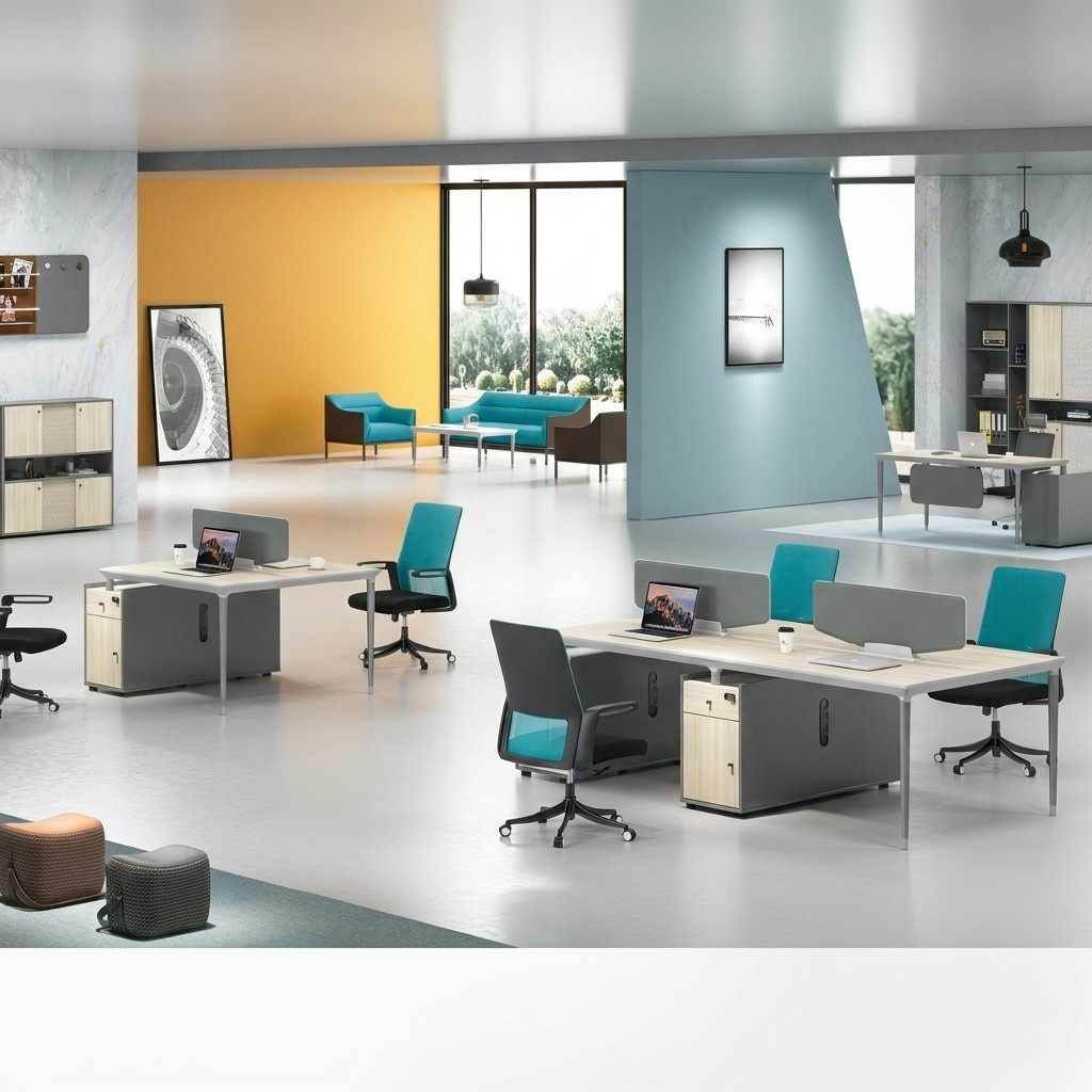 Furniture Furnishings Table Call center 4 workstations Desk Office