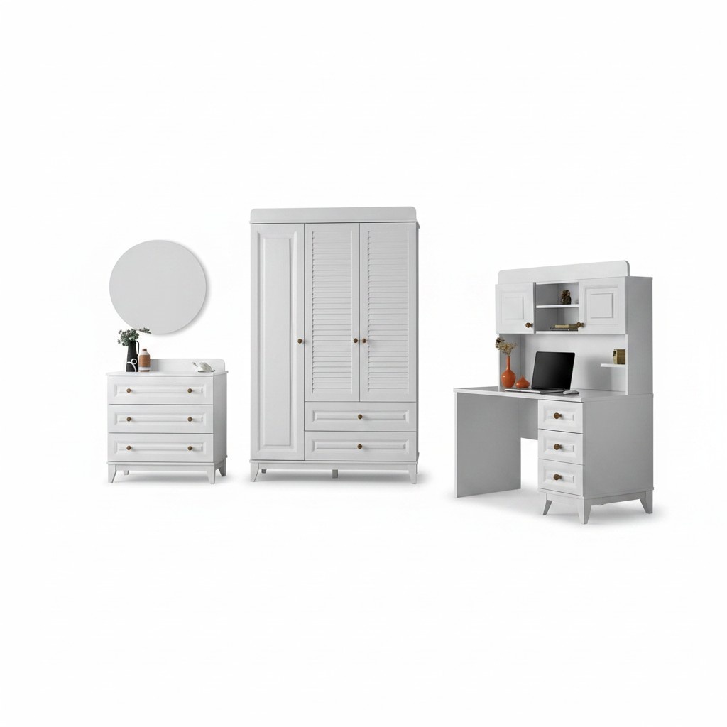 Furniture Set Wardrobe Chest of Drawers Desk Children\'s Room Cabinets