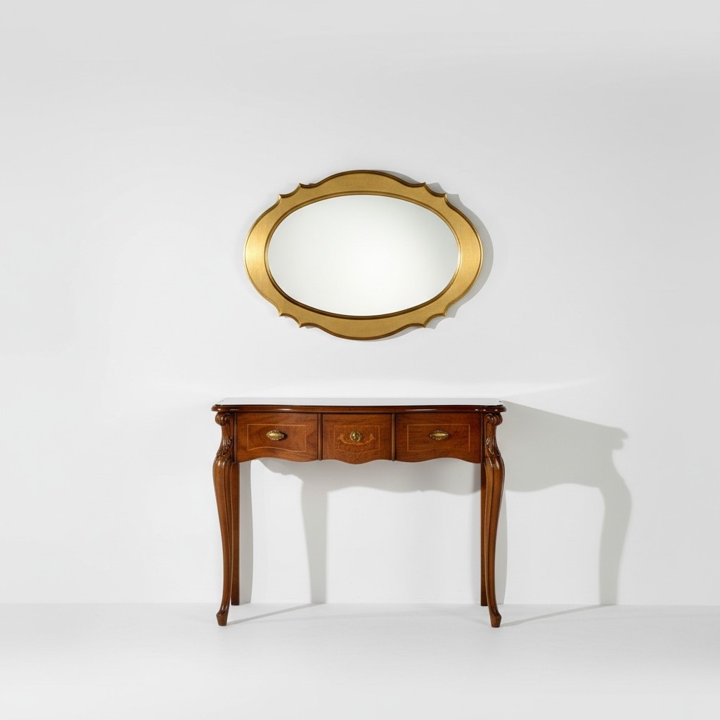 Furniture Style Baroque Console Table Mirror Wood Italian Tables Group 2pcs Set