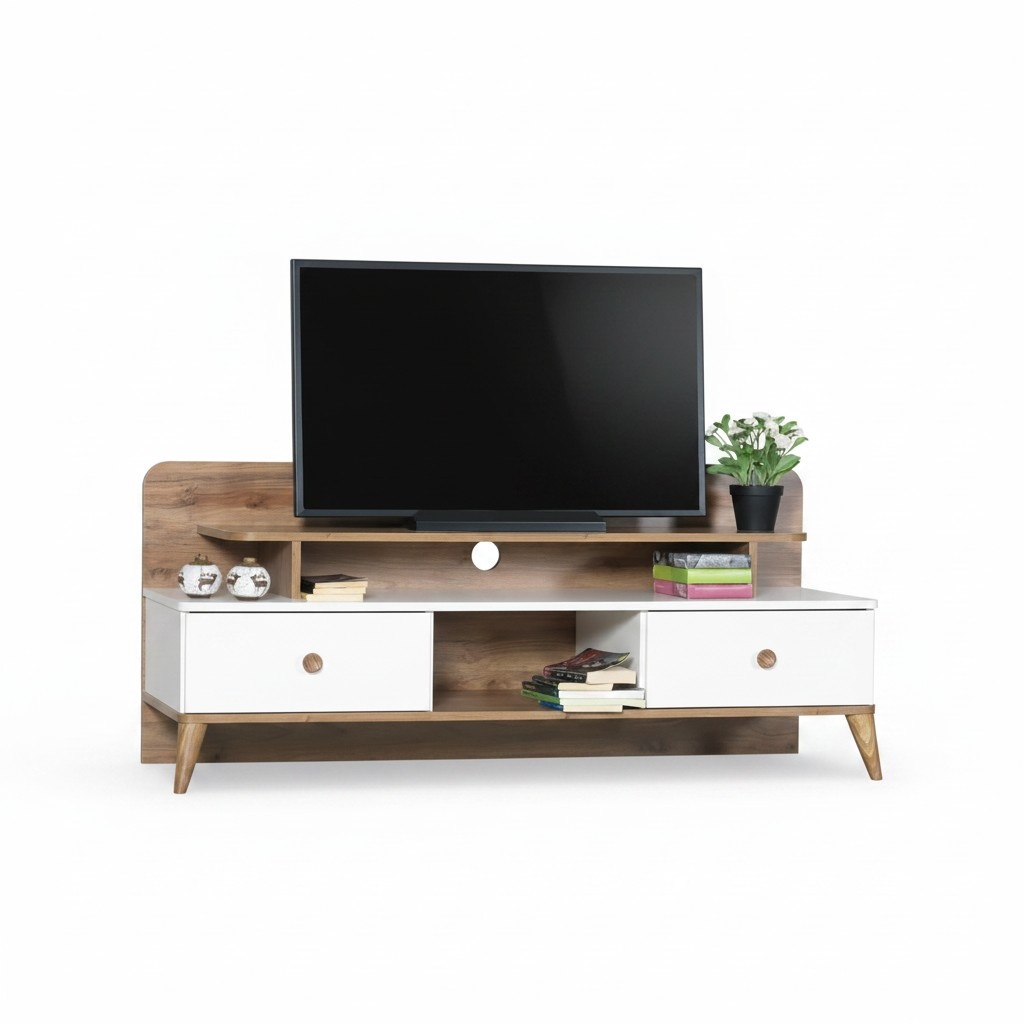 Furniture TV Stand Living Room Setup Brown Design Einrichtung