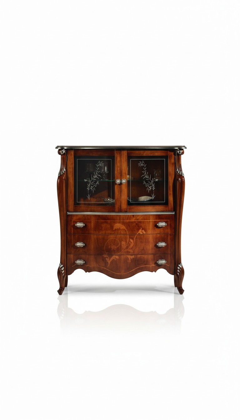 Luxurious furniture wood glass style baroque cabinet chest of drawers designer Italian furniture