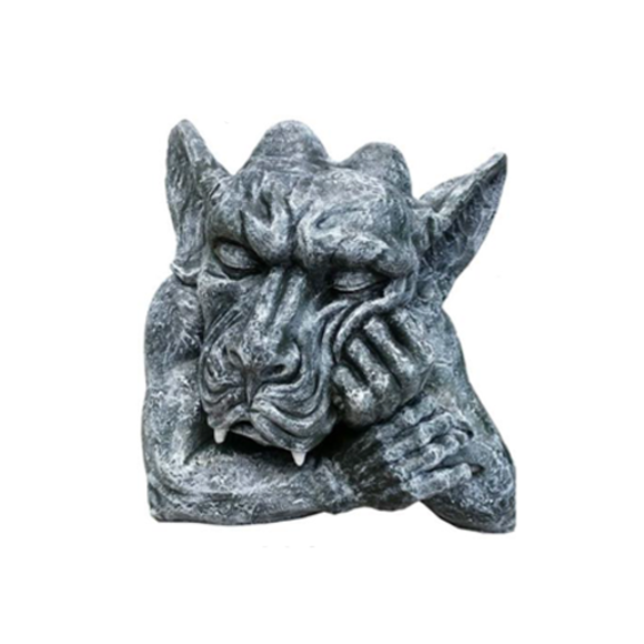 Decorative sculpture designed as a full silver colored bored dragon troll 35cm