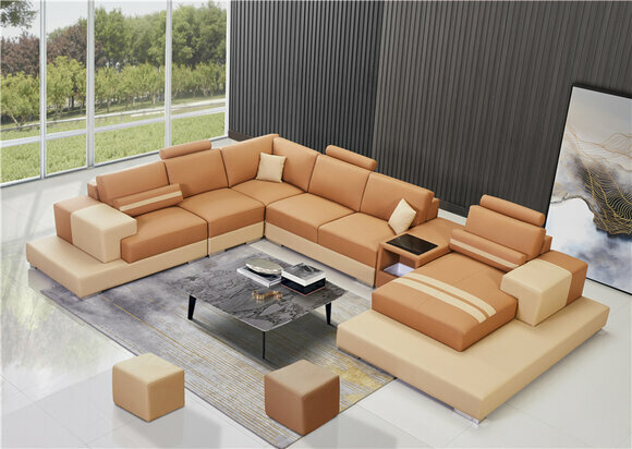 Leather modern couch living area leather sofa sofa set sofa U-shape