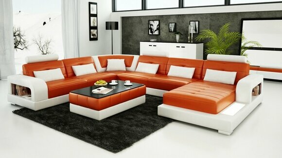Corner sofa upholstered couch leather corner sofa living area U-shape