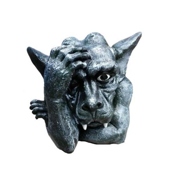 Decorative sculpture designed as a dark silver colored pensive dragon troll 35cm G11